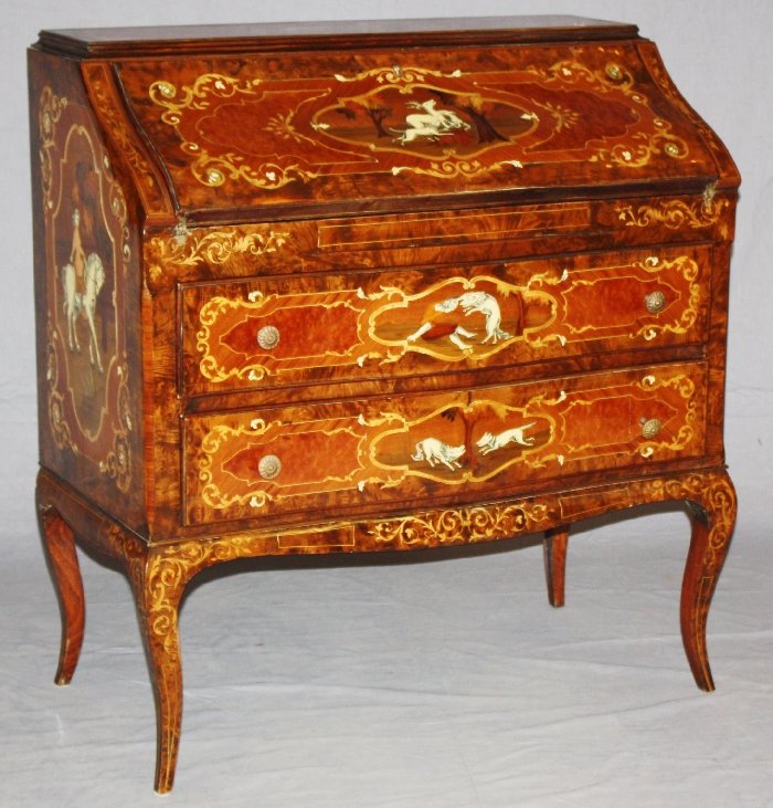 Italian Milanese Maggiolini style secretary: Early 20th century. 38 1/4"h x 35 1/2"w x 18"d