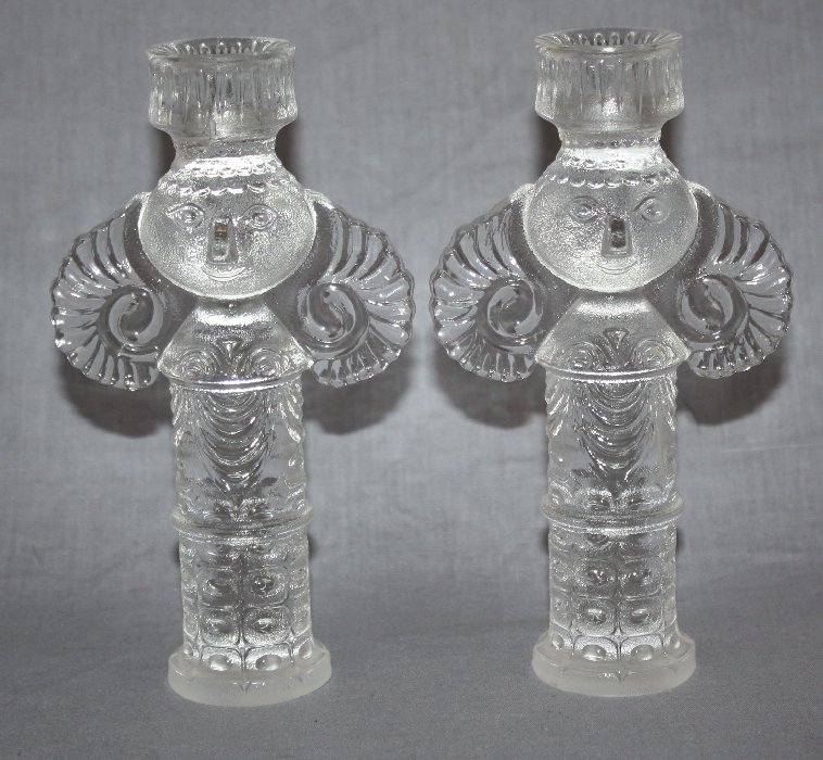 Pair of Rosenthal totem form candle holders: 6 1/4"h