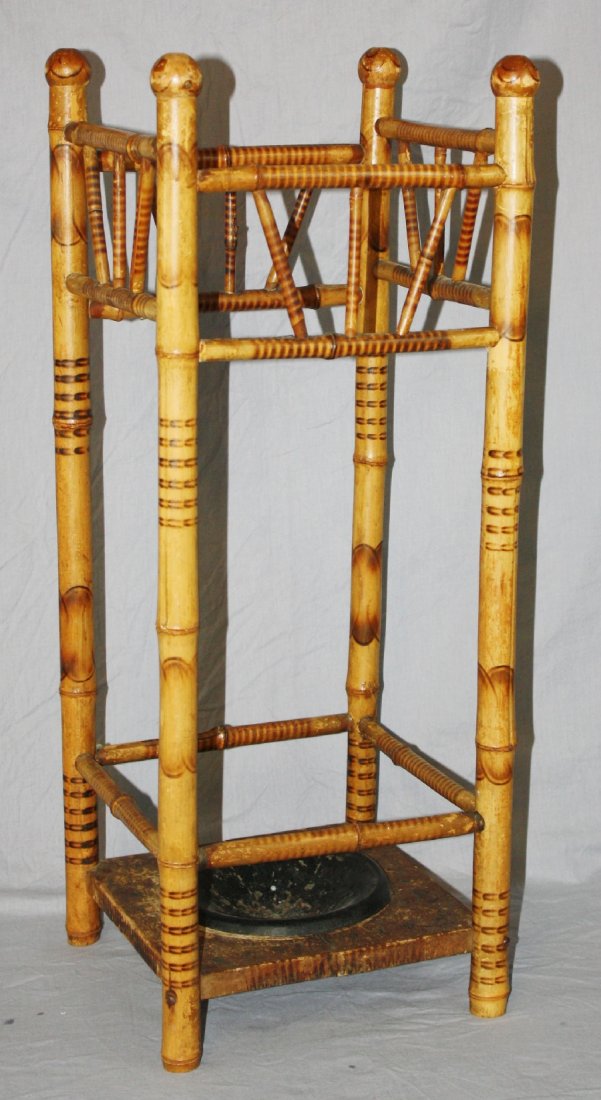 Antique American bamboo umbrella stand: Antique American bamboo umbrella stand. 29 1/2"h x 11 1/2" w x 12 1/2"d