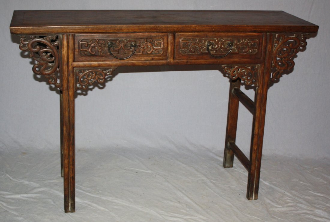 Chinese HuangHuaLi Altar Table with double drawers: Chinese HuangHuaLi Altar Table with double drawers 49 1/8"l x 32"h x 15"d
