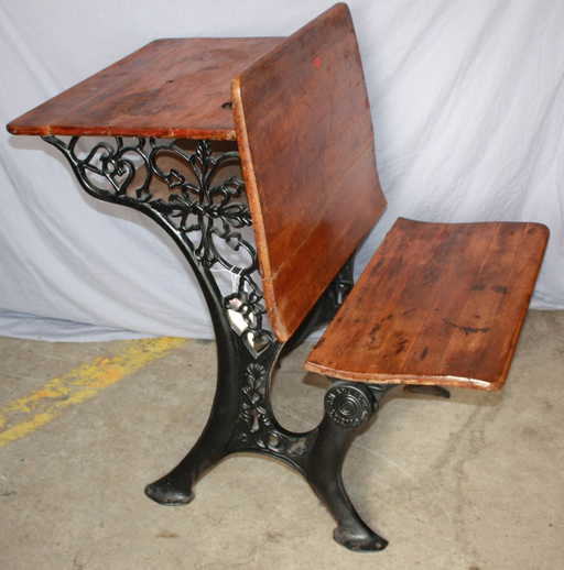 Antique American Cast Iron School Desk AH Andrews - Antique American Cast Iron School Desk AH Andrews