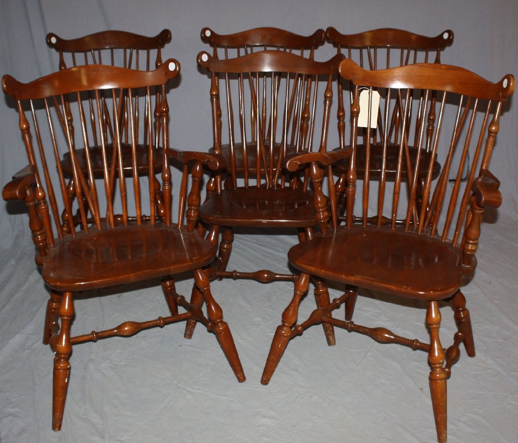 Set Of 6 Temple Stuart Windsor Chairs