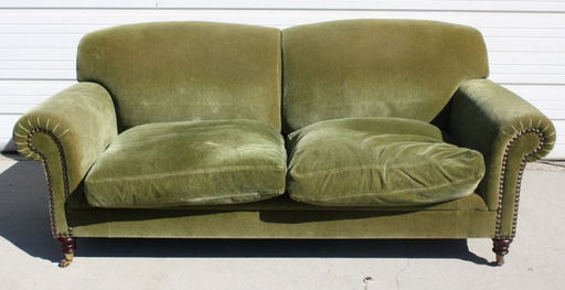George Smith Sage Mohair Velvet Sofa On Casters