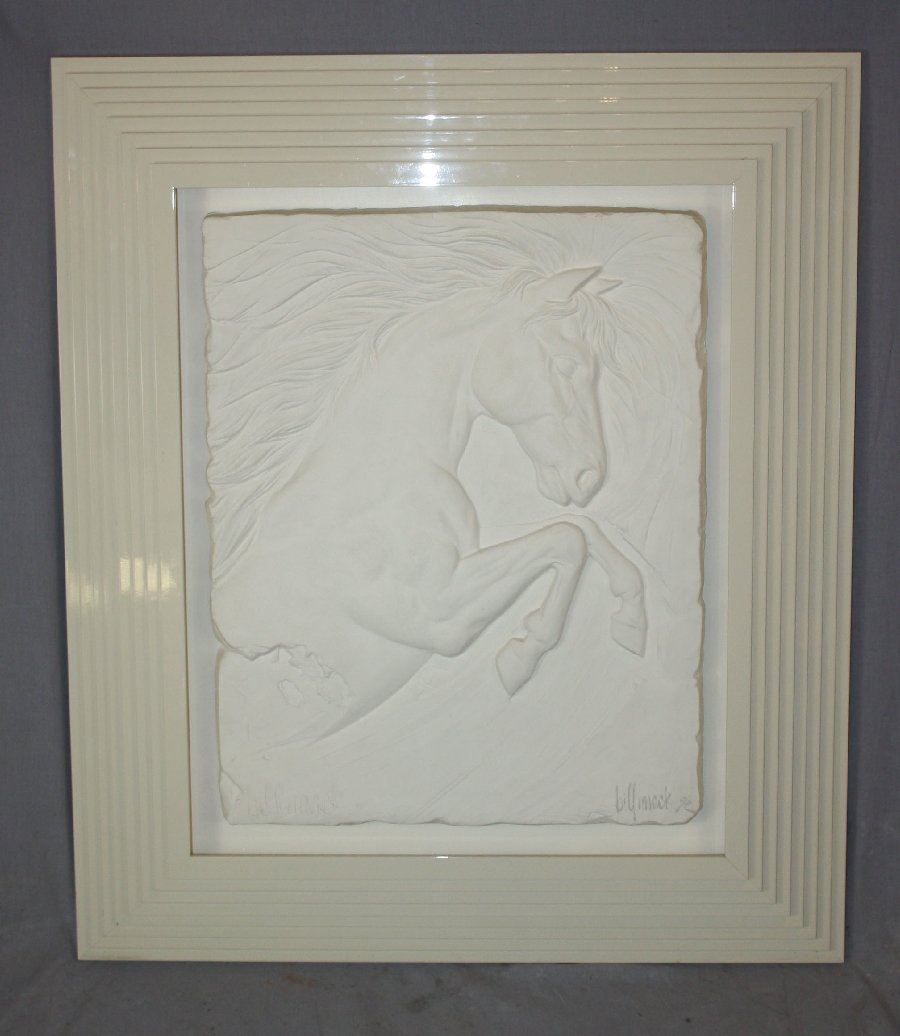 Bill Mack relief panel "Rearing Horse" 44/195: 30 1/4"h x 26"w