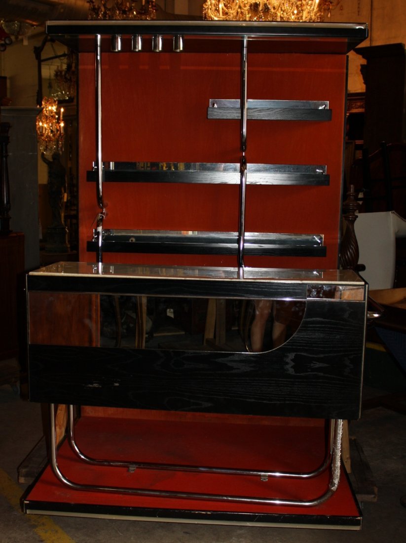 Italian Art Deco wine bar with marble & chrome: Circa 1950's. 82"h x 52 1/2"w x 42 1/2"d