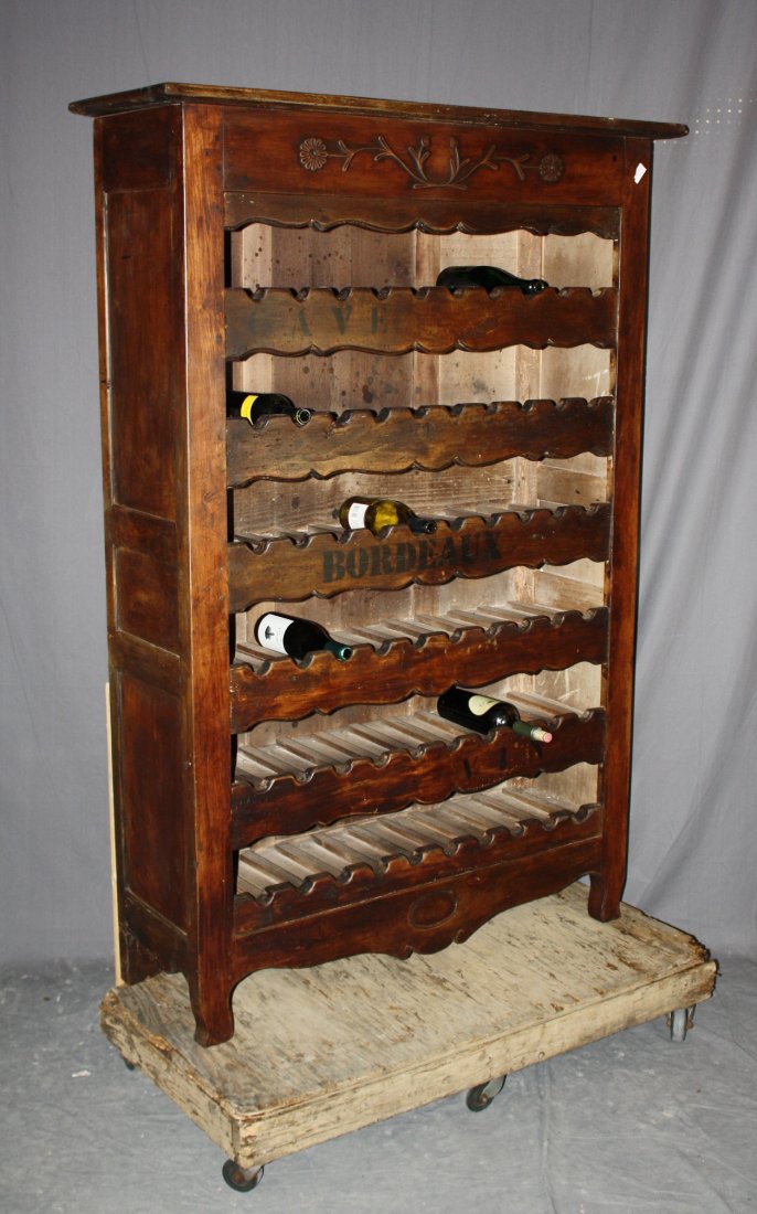 French Provincial walnut wine cabinet: .70"h x 47 1/4"w x 16"d