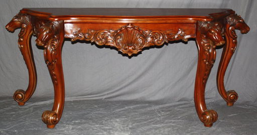 Carved Mahogany Console Table With Figural Horse Head May 16