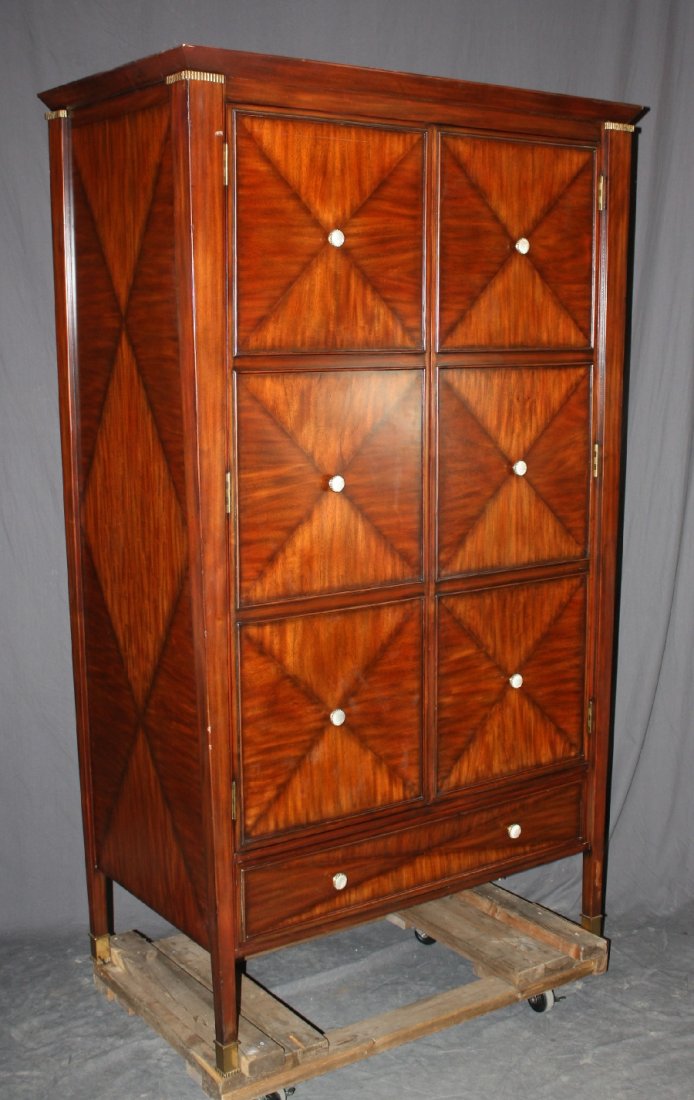 Maitland Smith harlequin pattern 2 door armoire: On tapered legs. 80.75"h x 47.5"w x 27.25"d