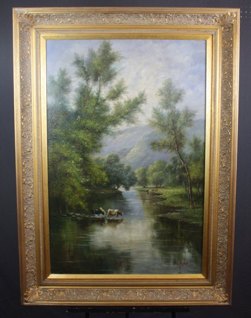 Oil on canvas landscape with river (1 of 5)