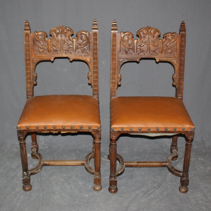 A pair of French Renaissance carved walnut side chairs (1 of 1)