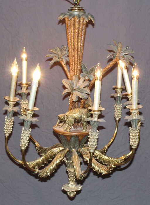 Maitland Smith Chandelier With Palm Trees And Jungle
