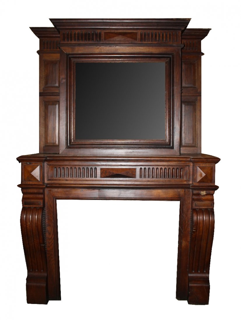 French Renaissance carved oak fireplace mantel (1 of 5)