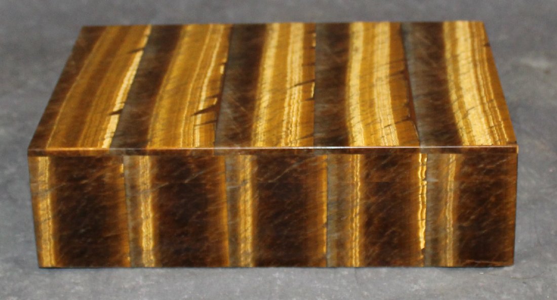 Tiger's eye hinged box with velvet lining (1 of 4)