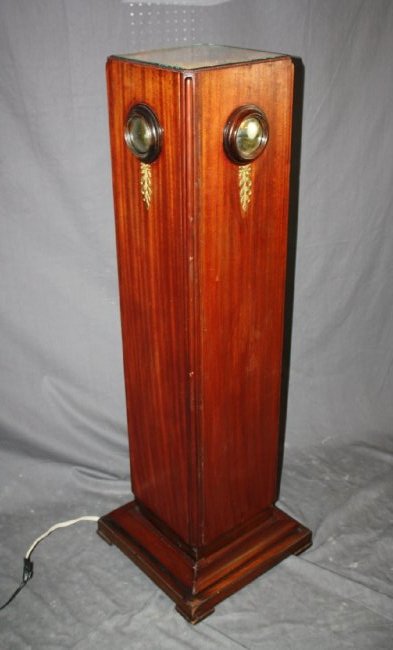 Art Deco lighted display pedestal in mahogany: 55 1/2"h x 12"square