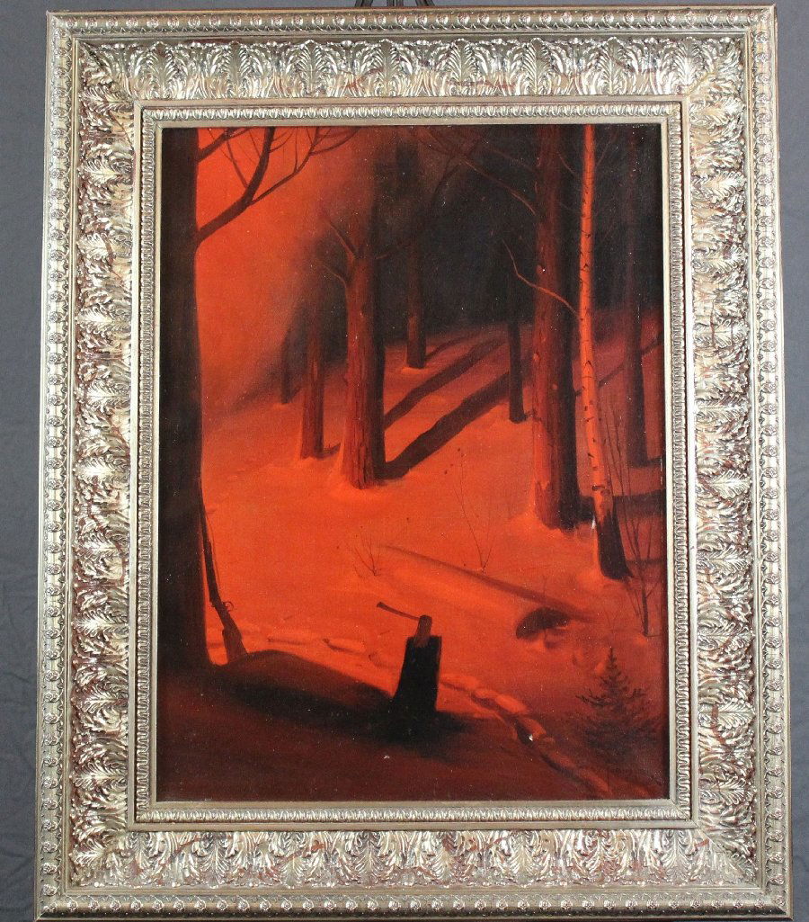 Svend Svendsen oil on canvas depicting winter forest (1 of 4)