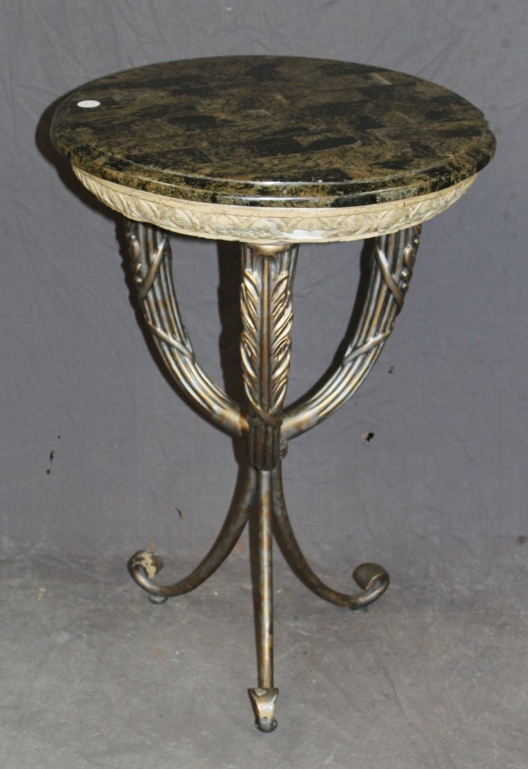 Iron acanthus triped base marble top table (1 of 2)