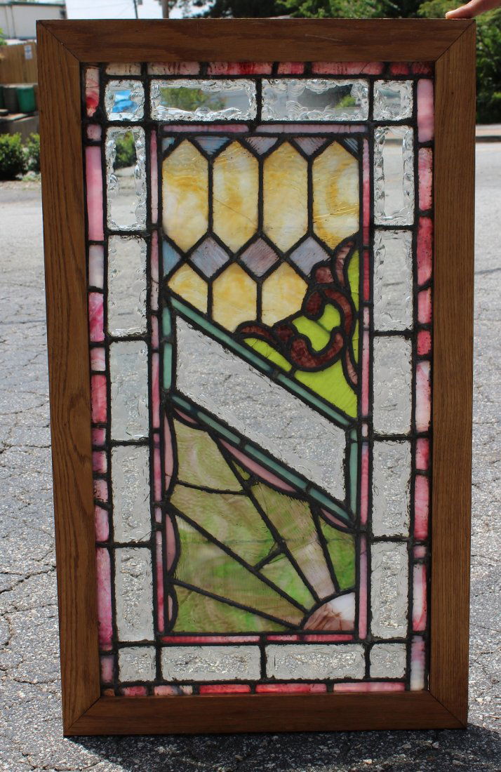 Antique American leaded and stained glass window (1 of 7)