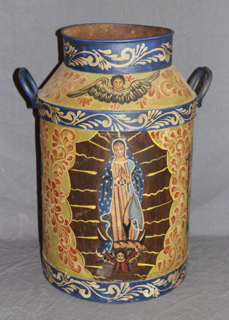 Antique painted Folk Art milk jug (1 of 5)