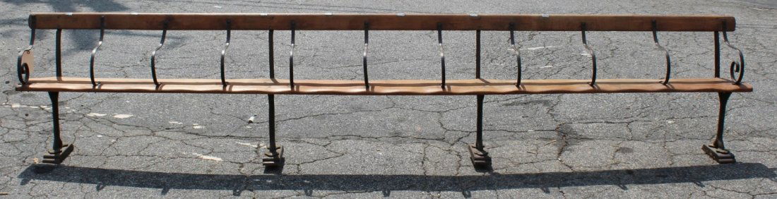 Vintage iron & wood stadium bench (1 of 6)