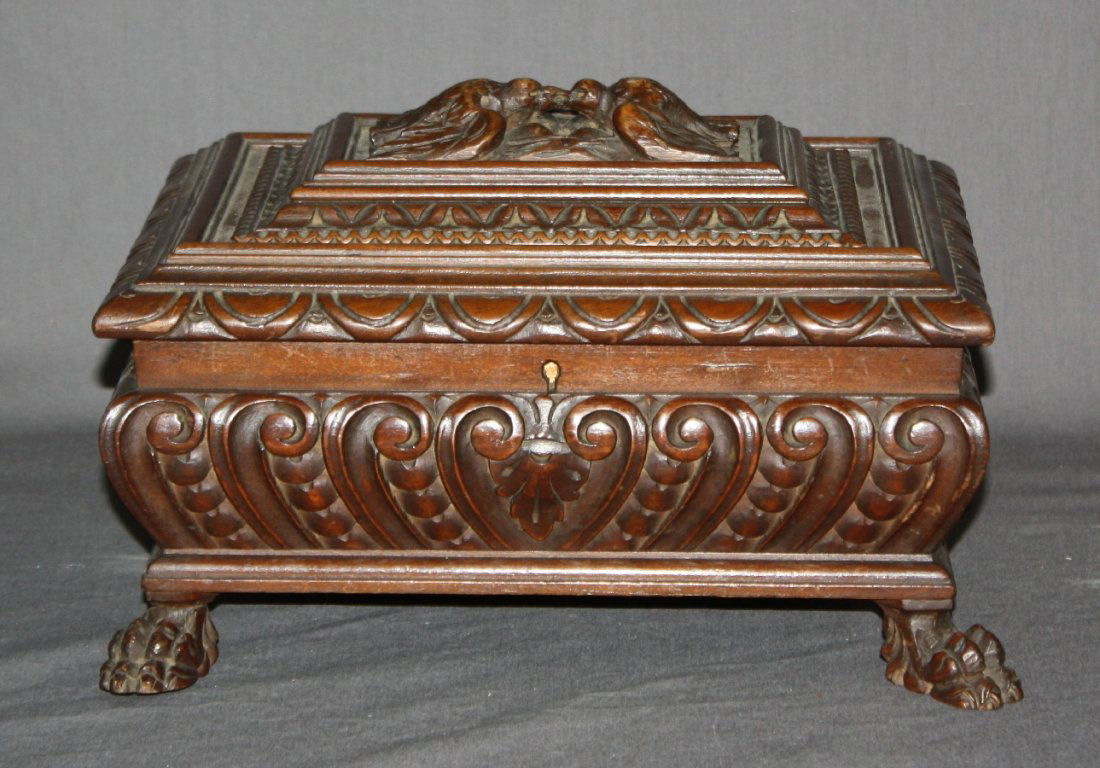 Antique Italian carved walnut petite cassone (1 of 5)