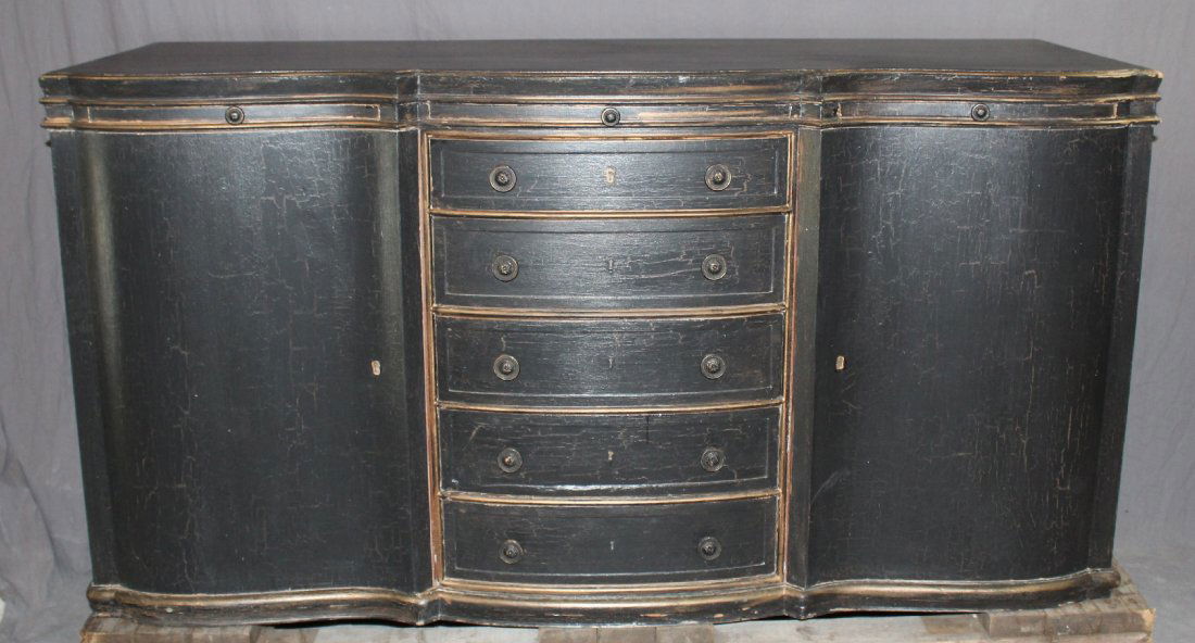 Provincial style black crackle finish sideboard (1 of 2)