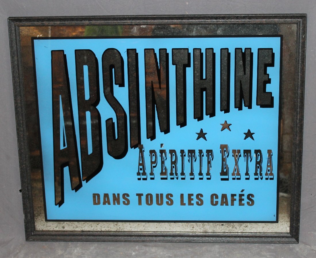 Reverse painted mirror "absinthe" (1 of 2)