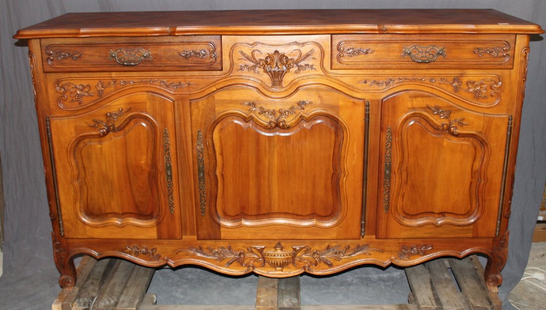 French Provincial carved walnut enfilade (1 of 6)