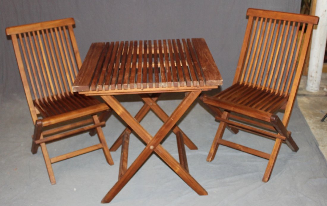 3 pc folding teak bistro set (1 of 3)