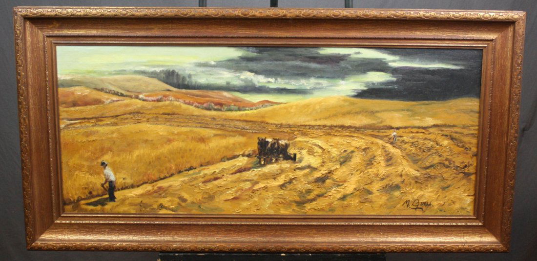 Oil on canvas Western landscape sign Buell (1 of 5)