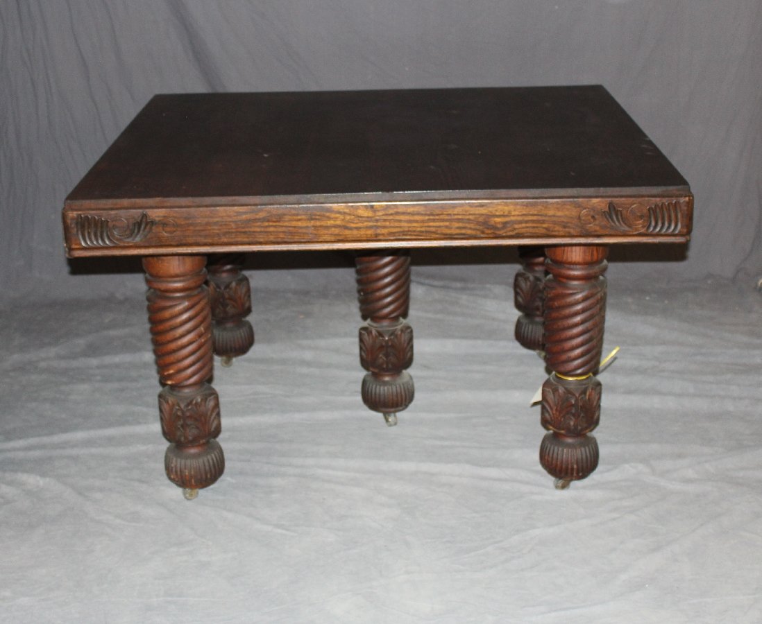 American oak extension table on turned legs (1 of 4)