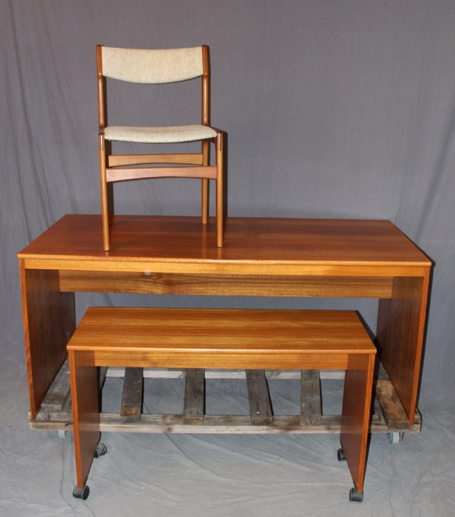 Danish modern teak desk with chair by Ervi (1 of 3)