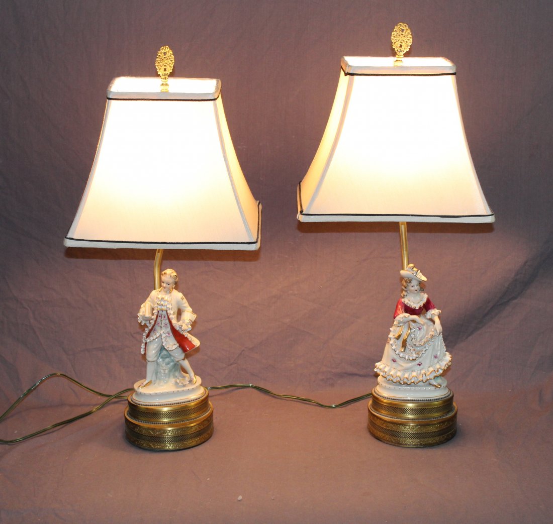 Pair of porcelain figural lamps (1 of 6)
