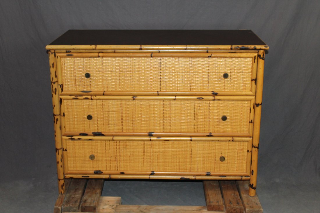 Vintage Bamboo & Rattan 3-drawer chest (1 of 3)