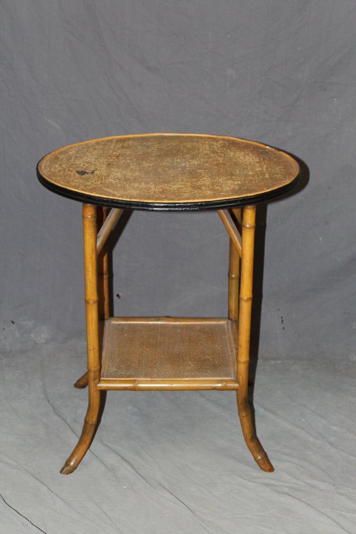 Vintage bamboo & rattan round side table (1 of 3)