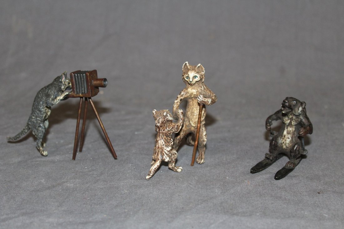 Grouping of 3 Austrian cold painted bronze figurines (1 of 4)