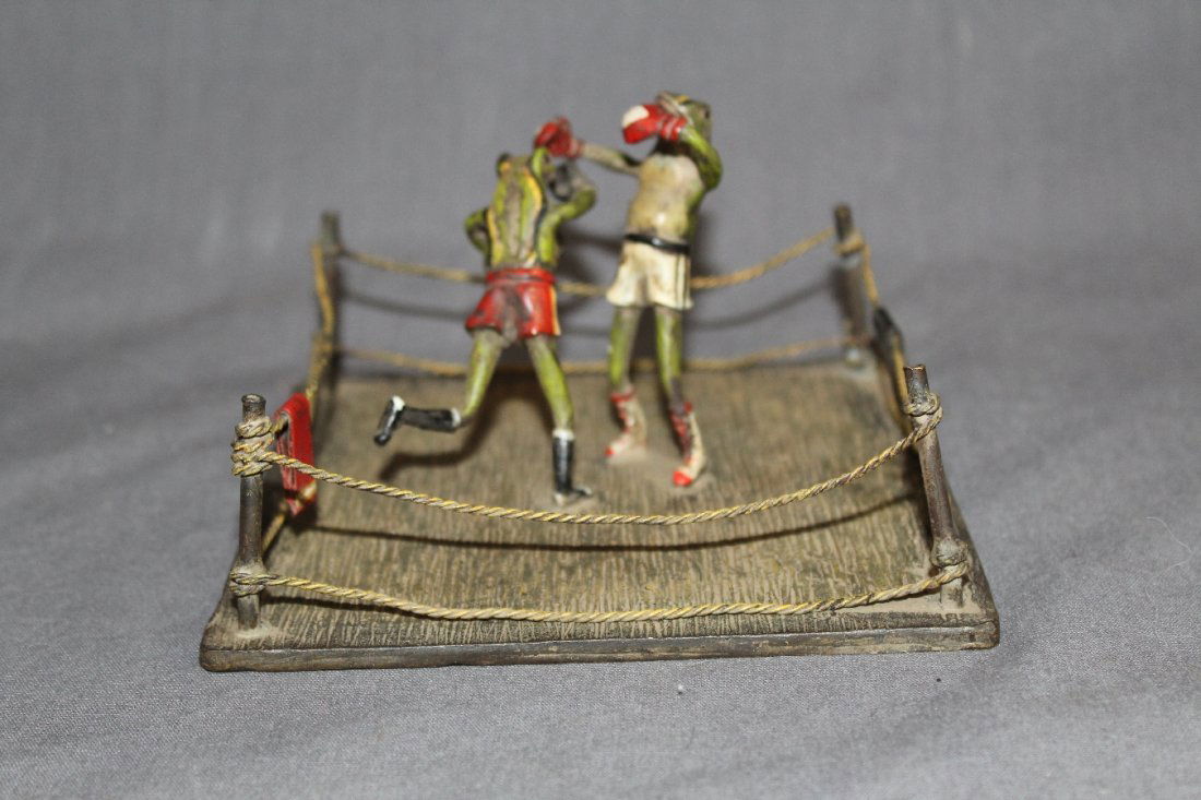 Austrian cold painted bronze boxing frogs (1 of 4)