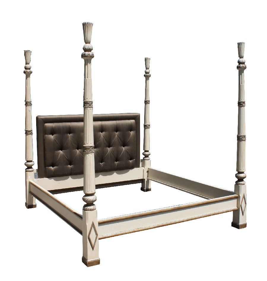 King Size 4-poster bed with upholstered headboard (1 of 6)