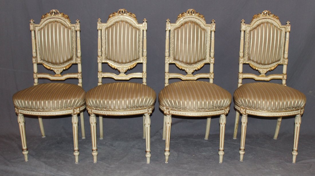 Set of 4 French Louis XVI painted side chairs (1 of 4)