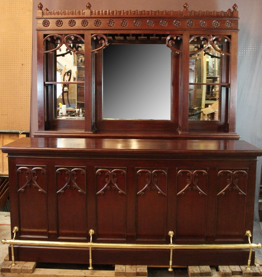 Gothic style mahogany front & back bar (1 of 3)