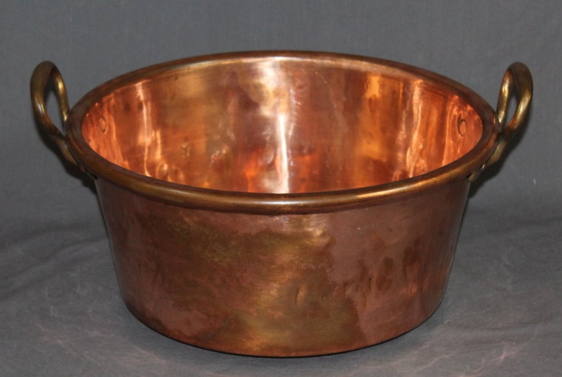 Antique French hand hammered copper candy vat (1 of 2)