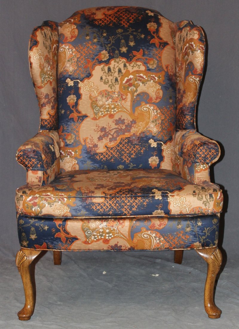 Sherrill silk upholstered wing back chair (1 of 5)