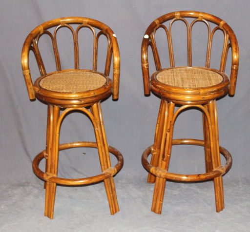 Pair Of Vintage Curved Back Bamboo Bar Stools Sep 26 2015 King Galleries In Ga
