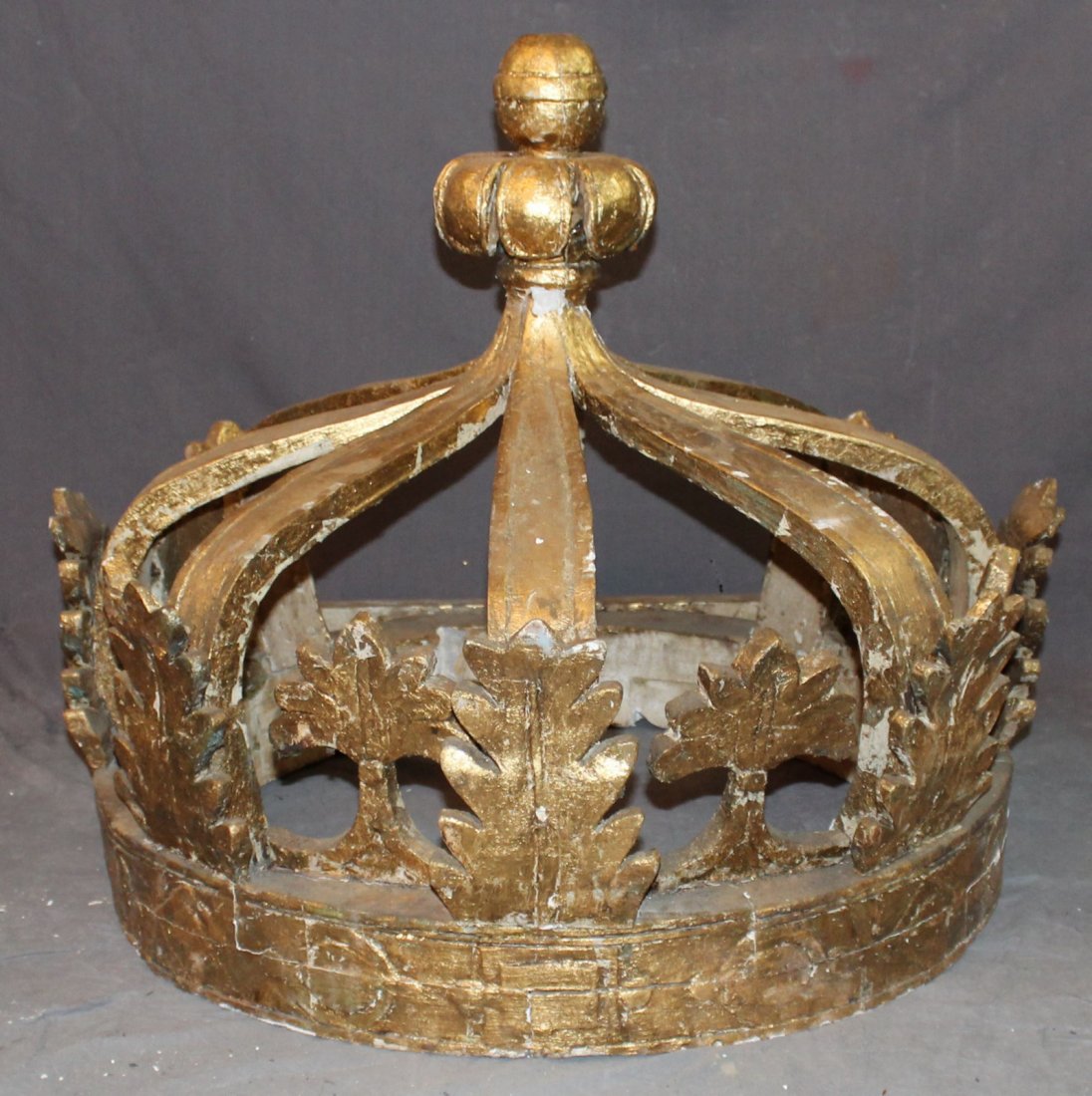 Large scale giltwood crown: Large scale giltwood crown over door 24"h x 33" dia