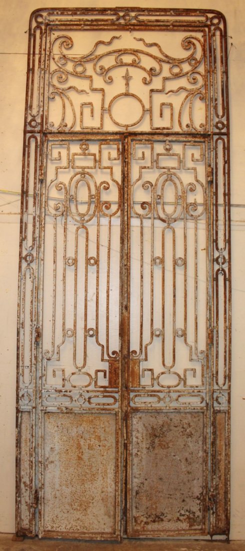 Scrolled iron entry set with 2 doors & transom (1 of 5)