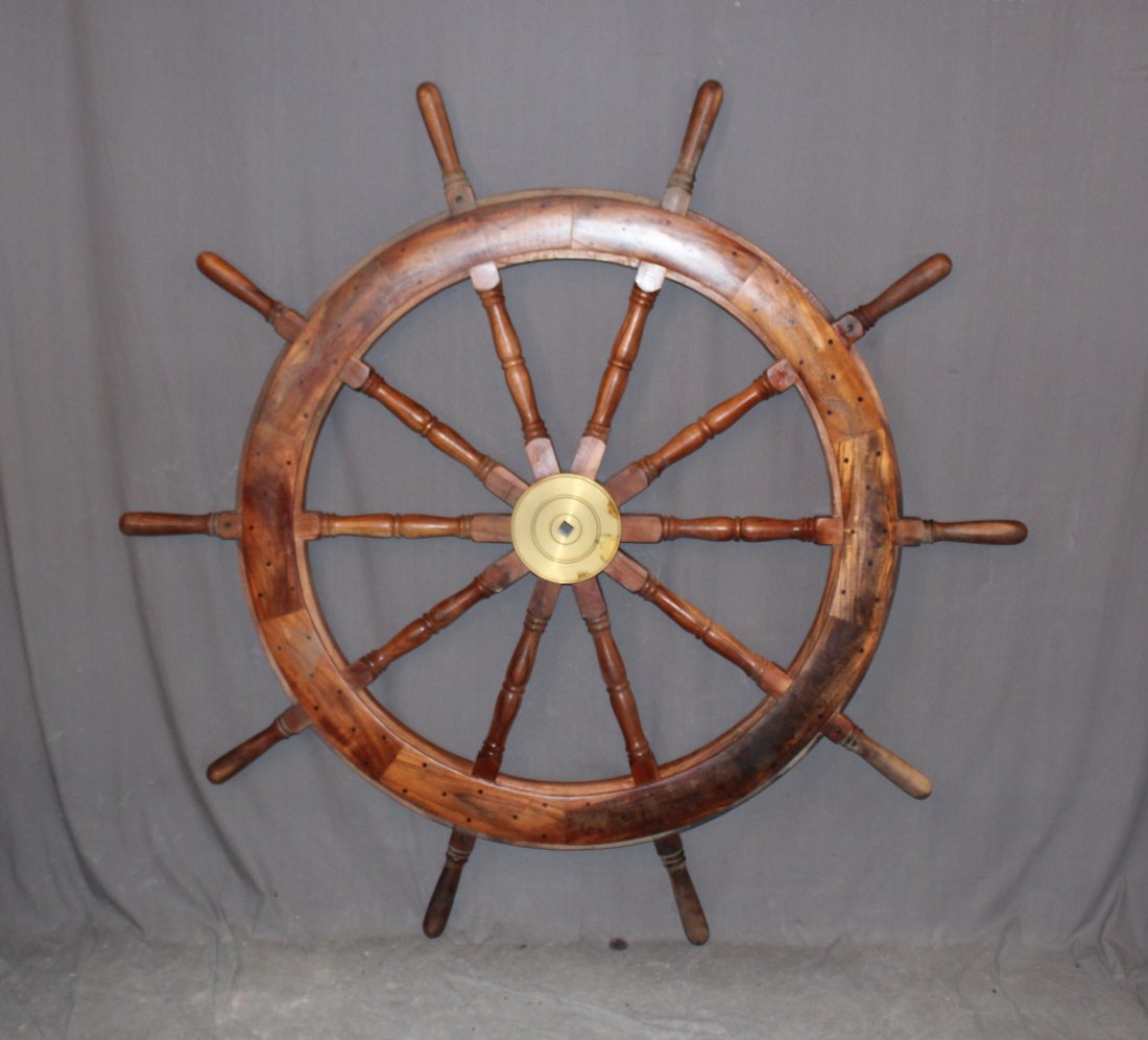 Large scale wooden ships wheel (1 of 4)