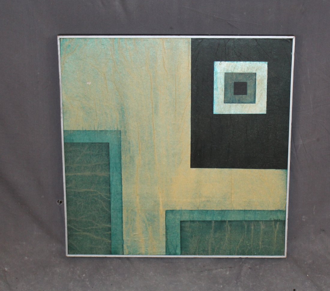 Arthur Smith mixed media abstract on board: Arthur Smith abstract on board. "Prelude" New York 1968. 24.5" square