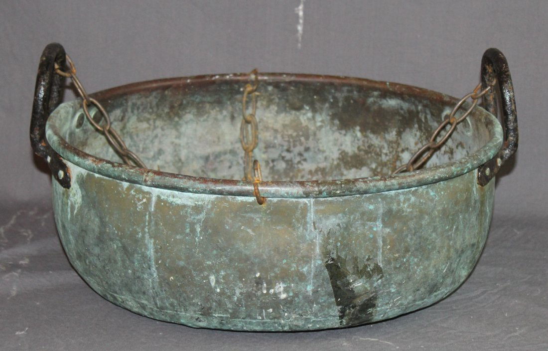 Hanging copper planter with iron handles (1 of 2)