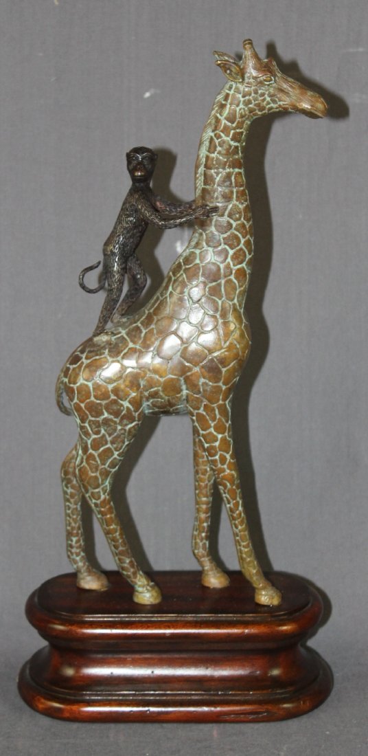 Maitland Smith bronze giraffe with monkey (1 of 4)