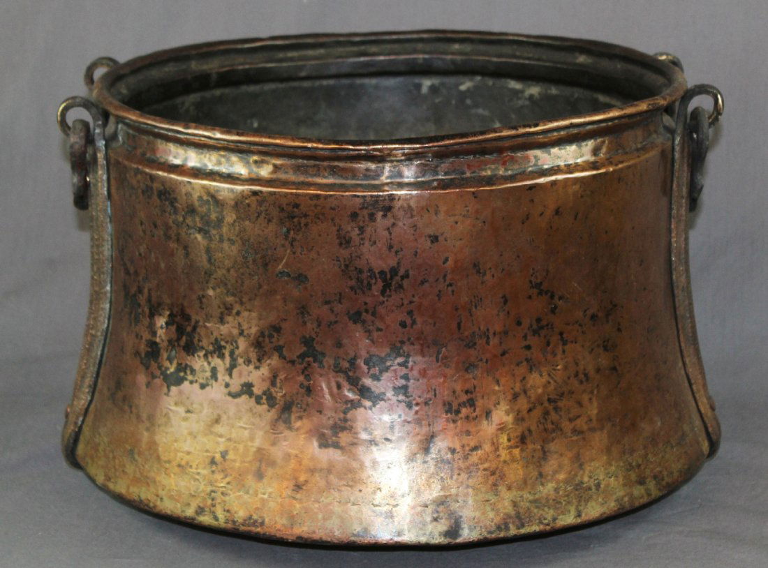 Large copper pot with iron handles (1 of 3)