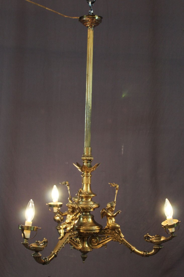Gilt over bronze chandelier with cherubs (1 of 5)